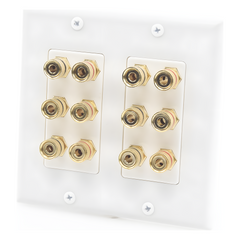 Placa de Pared | Postes de Unión Tipo Banana | Conexión para 6 Altavoces | Fácil Instalación | Conectores Chapados en Oro