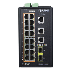 Switch Industrial Administrable 16 puertos 10/100/1000 T 802.3at PoE + 2 Puertos 10/100/1000 T + 2 puertos 100/1000 X SFP