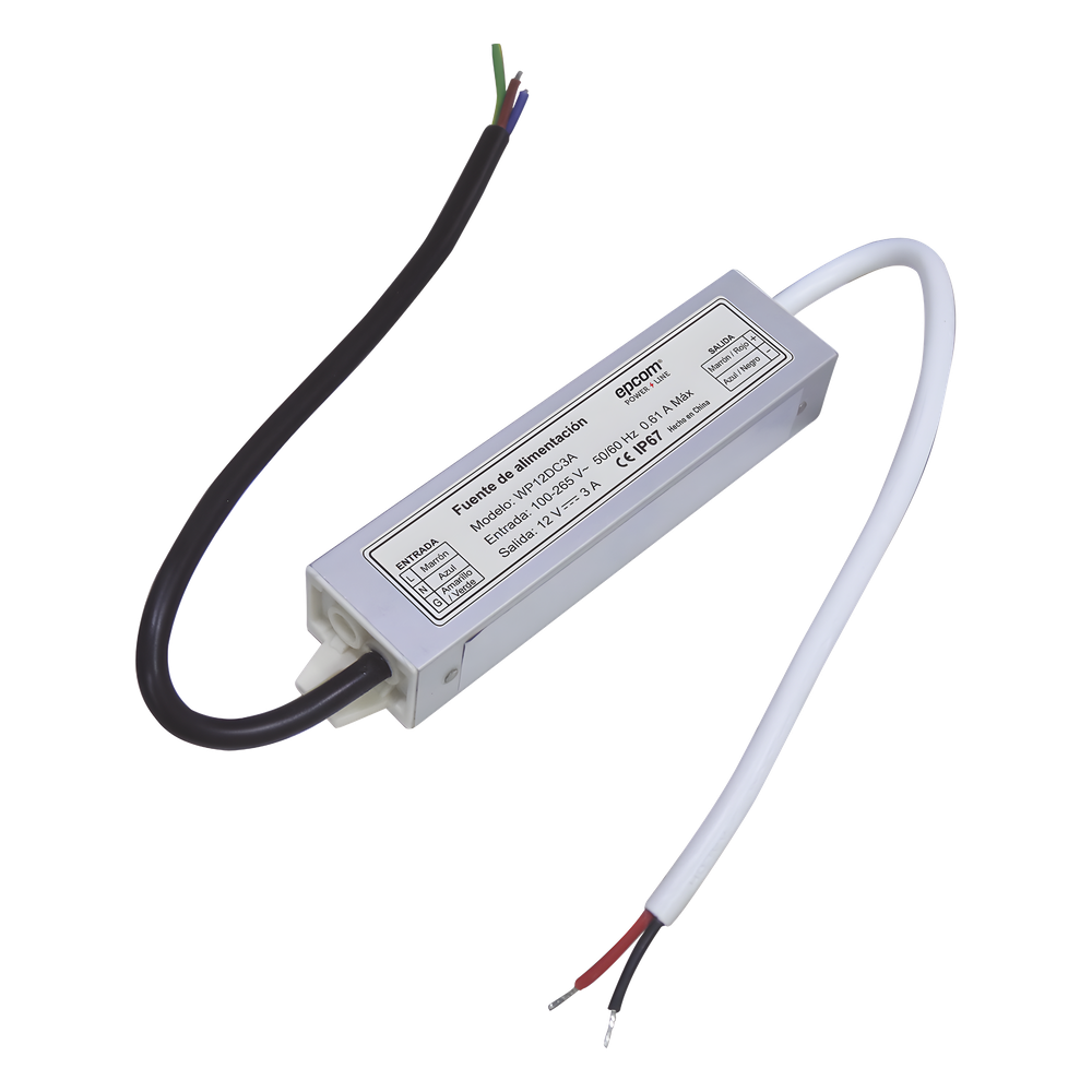 Fuente 12 V | 3 Amperes | Waterproof | Intemperie grado IP67