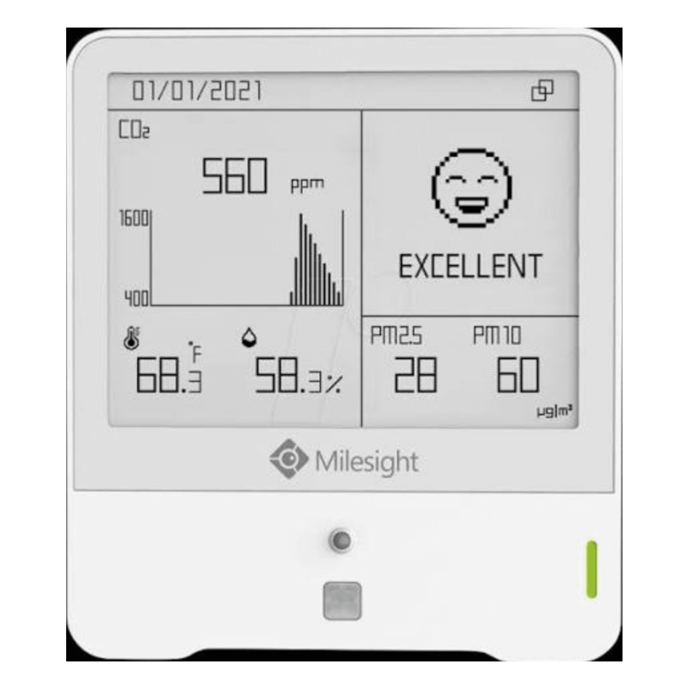 Display IAQ LoRaWAN / Sensor de Temperatura, Humedad y Calidad del Aire / Monitoreo para BMS y Edificios Inteligentes