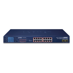 Switch No Administrable PoE+ Extender, Aislamiento VLAN de 16 Puertos Gigabit +, 2 Combo TP/SFP y Pantalla