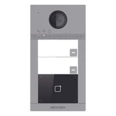 Videoportero IP 2 Megapixel / Llamada y Apertura Remota desde App Hik-Connect (requiere monitor) / PoE / Exterior IP65 + Antivandalico IK08 / 2 Departamentos / Apertura con Tarjeta / Soporta 2 Puertas y hasta 6 Monitores