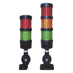 Torre LED Indicadora de estado de 3 niveles color Rojo, Ámbar y Verde, con Buzzer integrado a 85 dB,  a 110-240 VCA con Montaje incluido de 60 mm de diámetro