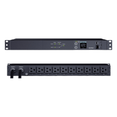 PDU ATS (Fuente Redundante Auto-transferible) Medible, Para Distribución de Energía, 2 Entradas 120 Vca NEMA5-15P, Con 10 Salidas NEMA 5-15R, Horizontal 19in, 1UR