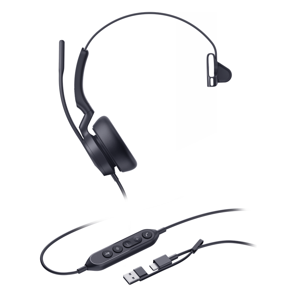 Auriculares Yealink UH46 Mono con cancelación de ruido por IA para Microsoft Teams, USB-C/A e indicador de ocupado