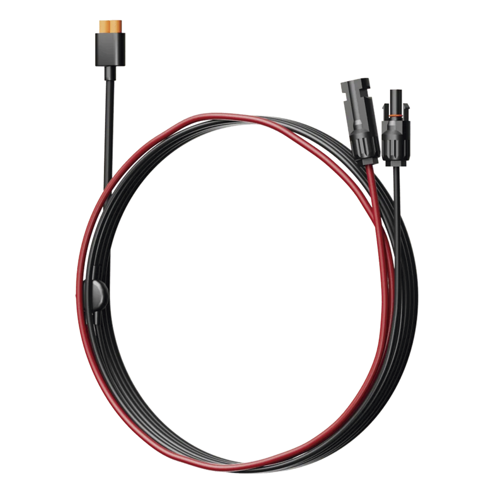 Cable 2.5 m, Negro, Calibre 12 AWG con Terminales MC4 Macho y Hebra para Terminal XT60