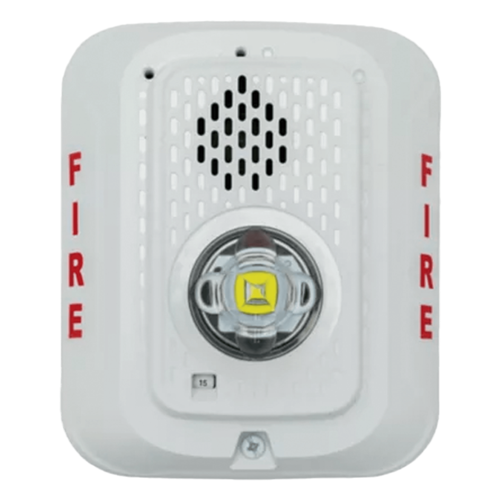 Sirena con lámpara estroboscópica LED de 2 hilos para pared, candela seleccionable, color blanco, compatible con SpectrAlert