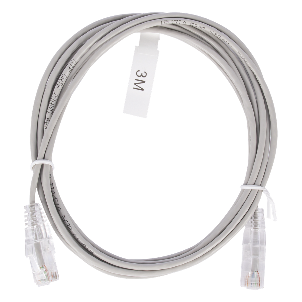 Cable de Parcheo Slim UTP Cat6 - 3 Metros (9.84 Pies) Gris Diámetro Reducido (28 AWG)