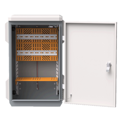Gabinete de Acero Ventilado para Exterior 680 x 480 x 315 mm con Rieles DIN y 4 Placas Laterales para Montaje de Equipos por Fuera
