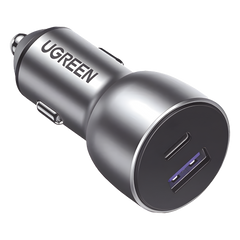 Cargador de Auto 52.5W | Puerto USB-A y USB-C | Carga Rápida | Compatible con Vehículos de 12 y 24 VCD | PD3.0 + QC3.0 | Chip Inteligente | Diseño Compacto Mayor Eficiencia Energética | Caja de Aluminio