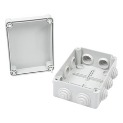 Caja Estanca de PVC Para Derivación y Conexión, 10 Entradas, Tapa con Tornillo de 1/4" de Vuelta, 150x110x70 mm (Área interna), Uso Exterior IP55, Material que no Propaga el Fuego y Libre de Hálogenos
