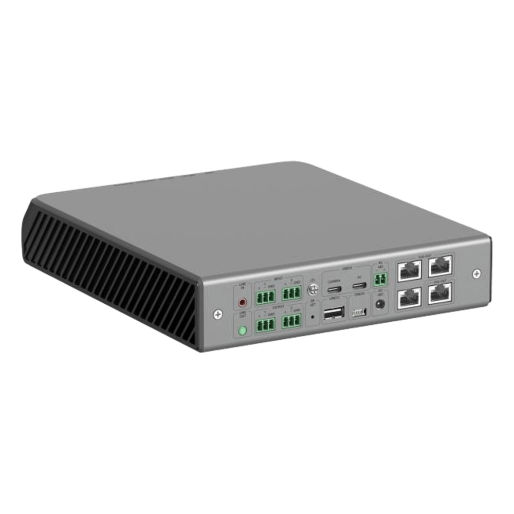 Procesador de Audio en Red | DSP | Alimentacion Poe | Entradas de audio digital AES67 | Entradas de audio analógicas | Puerto USB Type C para cámaras de video |  Entrada estéreo de 3.5 mm TRS