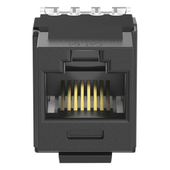 Conector Jack Estilo 110 (de Impacto), Tipo Keystone, Categoría 6A, de 8 Posiciones y 8 Cables, Color Negro