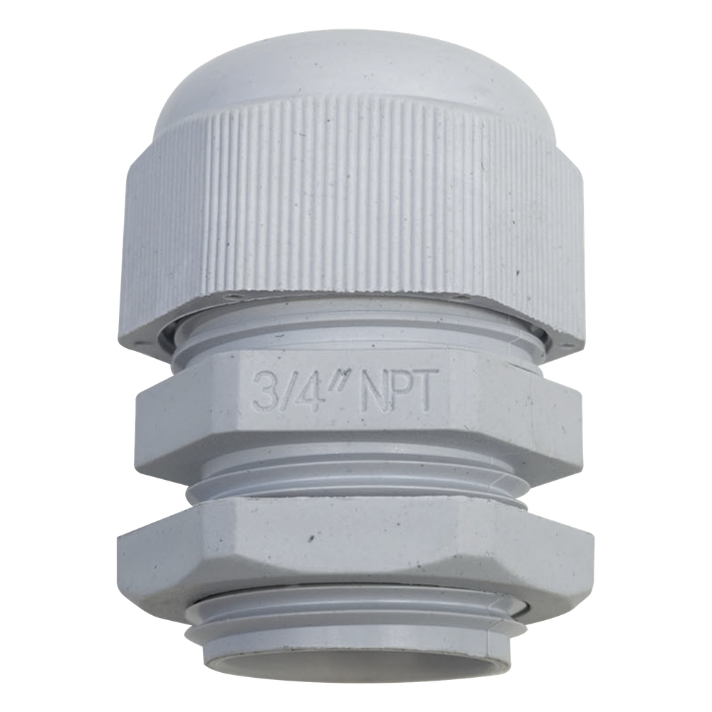 Conector Plástico Blanco Tipo Glándula para Rosca NPT 3/4"