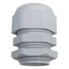 Conector Plástico Blanco Tipo Glándula para Rosca NPT 3/4"