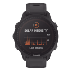 Reloj Garmin Forerunner 955 solar color negro en correa de silicón, con funciones premium de entrenamiento.