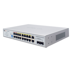 Switch PoE / Administración en la nube / Con 16 puertos 10/100 Mbps PoE af/at (Puertos 1-4: bt 90W) / 2 Puertos Uplink 10/100/1000 Mbps / 1 Puerto SFP Gigabit / Presupuesto 250 W / PoE hasta 250 metros / Soporta protocolo ONVIF