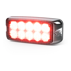Luz de Advertencia de 10 LED, Rojo/Claro, 5x2 Pulgadas, Lente Transparente, Bisel Cromado