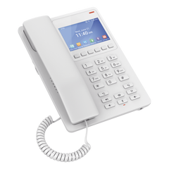 Teléfono IP WiFi Hotelero con pantalla LCD a color, 2 líneas SIP con 2 cuentas, codec Opus, IPV4/IPV6, color blanco, con gestión en la nube GDMS