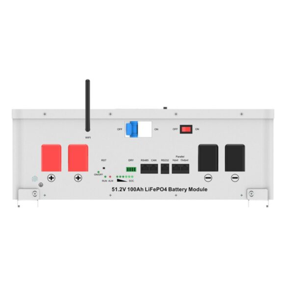 Batería de Litio LiFePO4 / 51.2 Vcc / 100 Ah / 5.12 kWh / 6000 Ciclos / BMS Integrado / Comunicación CAN-RS485-WiFi