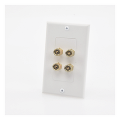 Placa de Pared | Postes de Unión Tipo Banana | Conexión para 2 Altavoces | Fácil Instalación | Conectores Chapados en Oro