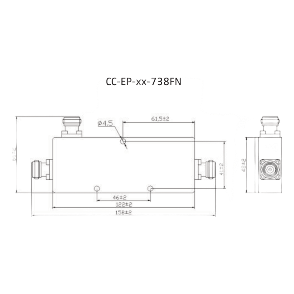 Acoplador Direccional / 694-3800 MHz / 300W / N hembra / 30 dB / PIM < -155 dBc / IP65 / Bajo Pérdida