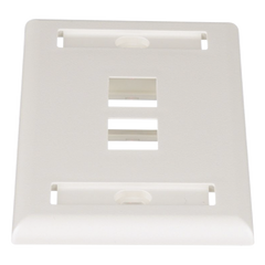 Placa de Pared Vertical, Salida Para 2 Puertos Keystone, Con Espacios Para Etiquetas, Color Blanco Mate