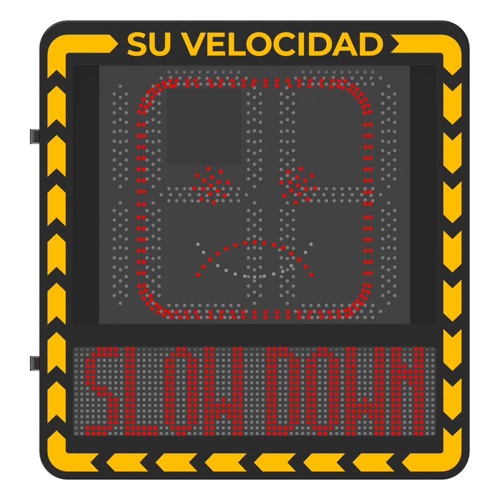 Radar Medidor de Velocidad / Pantalla LED / Detección en Tiempo Real / Rango de Detección de 100 Mts / Hasta 32 Objetivos Detectados / IP66 / Ethernet