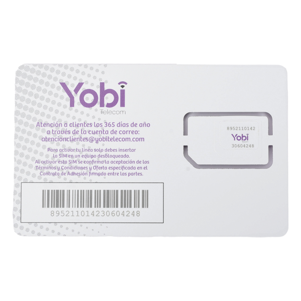 SIM Yobi para dispositivos móviles 3G/4G con recarga de 3.5GB cada mes durante 1 año de servicio (solo datos)