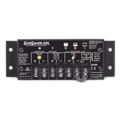 Controlador de Carga Solar SunSaver PWM 20 A / 12 VCC / Encapsulado Epóxico / Clase 1 Div 2 / Compensación de Temperatura