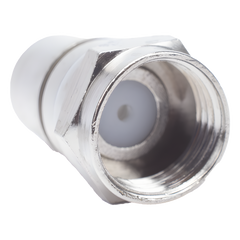 Conector F Macho, Plegable con PIN para Cable RG-6, Cuerpo de Bronce Niquelado.