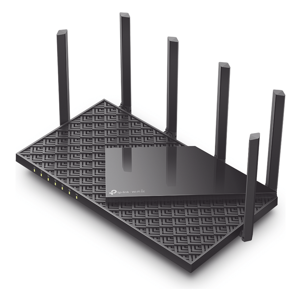 Router Tri-Band Wi-Fi 6E AX5400 / MIMO 2X2 / EasyMesh / 1 Puertos Gigabit WAN + 4 Puertos Gigabit LAN / OFDMA / Beamforming / WPA3 / Tether App / HomeShield