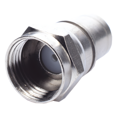 Conector F Macho Plegable, Con PIN para Cable RG-59, Cuerpo de Bronce Niquelado.