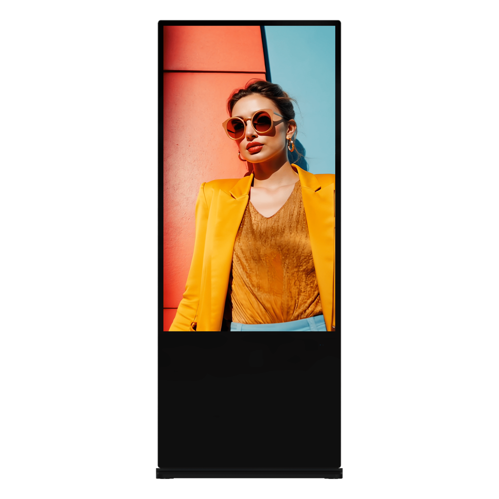 Pantalla de 55" 4K para Publicidad Digital / Base para Piso (Totem) / Gestión de Contenido y Control Centralizado