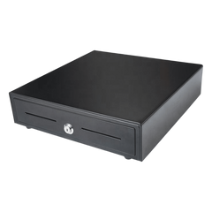 Cajón para Efectivo / Serie EK / Electrónico RJ11 / 5 Billetes + 8 Monedas / Gripper Metálico / Base para ECR / 410 mm