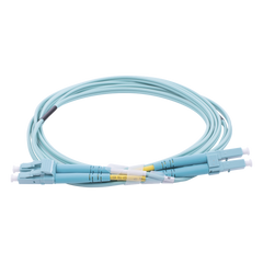 Jumper de Fibra Óptica Multimodo OM3 50/125 LC-LC OFNR (Riser), 2.0 mm, Dúplex, Aqua, 2 Metros (6.56 Pies)
