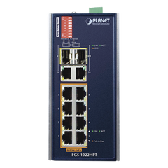 Switch Industrial PoE no administrable de 8 Puertos 10/100TX 802.3at,  Hasta 240 W, Combo TP / SFP Gigabit TP / SFP  (-40 ~ 75 grados C)