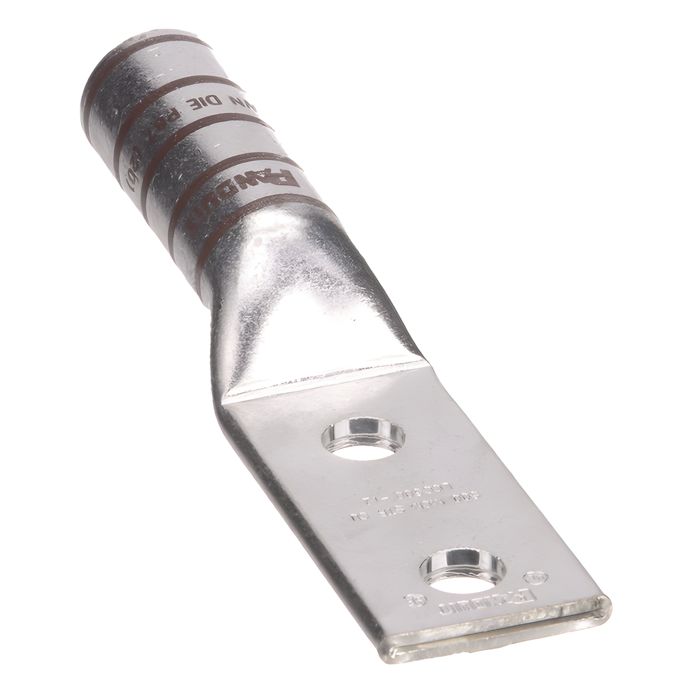 Zapata de compresión LCC500-12-6 para cal. 500 Kcmil, Doble barreno para tornillo prisionero de 1/2, Espaciado de orificios 44.5mm, 1 Pz
