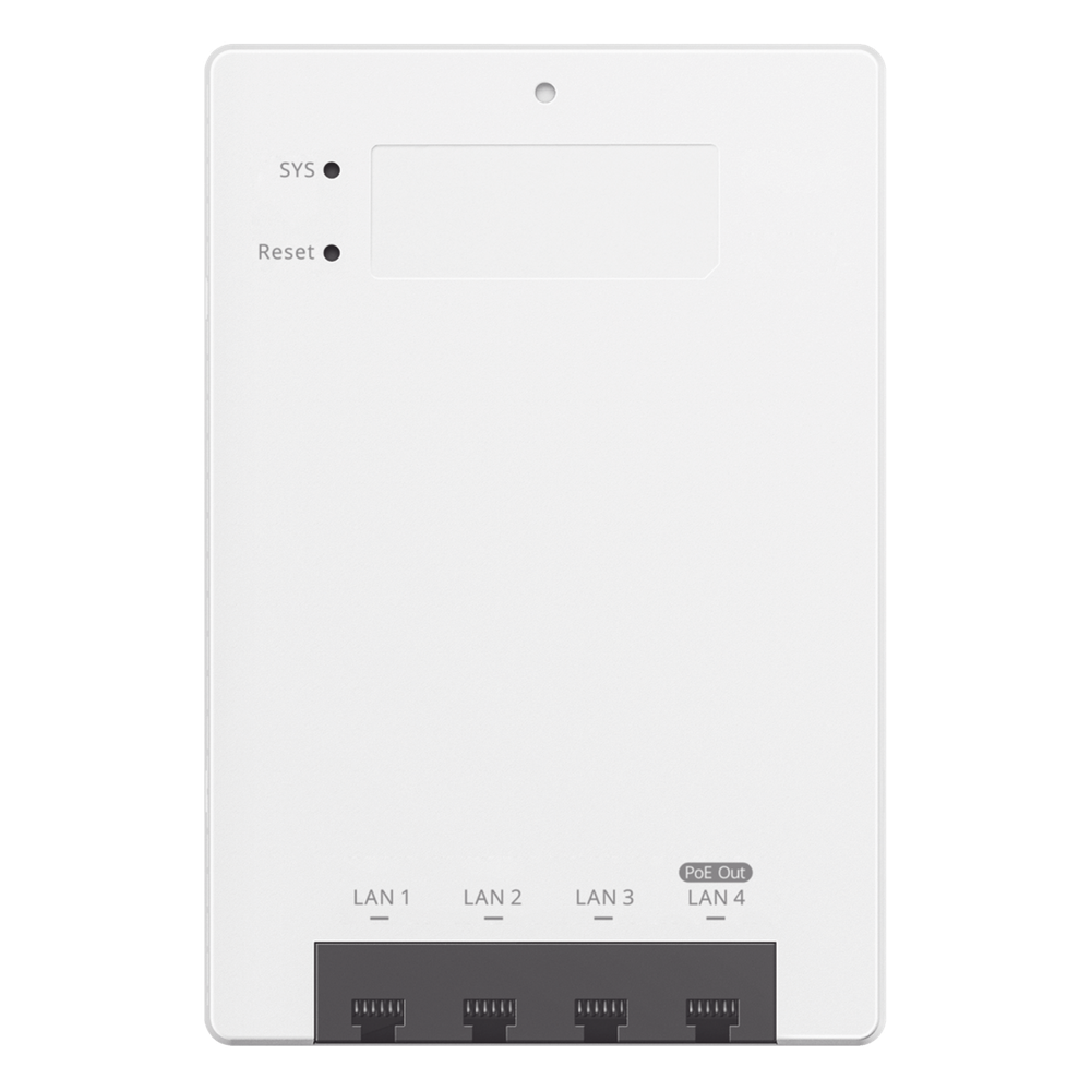 Punto de Acceso Wi-Fi 7 de Pared para Hotel u Oficina / BE3600 / Hasta 512 Usuarios / 1 Puerto 2.5G WAN PoE In + 3 LAN Gigabit + PoE Out / 802.11be / Gestión Cloud