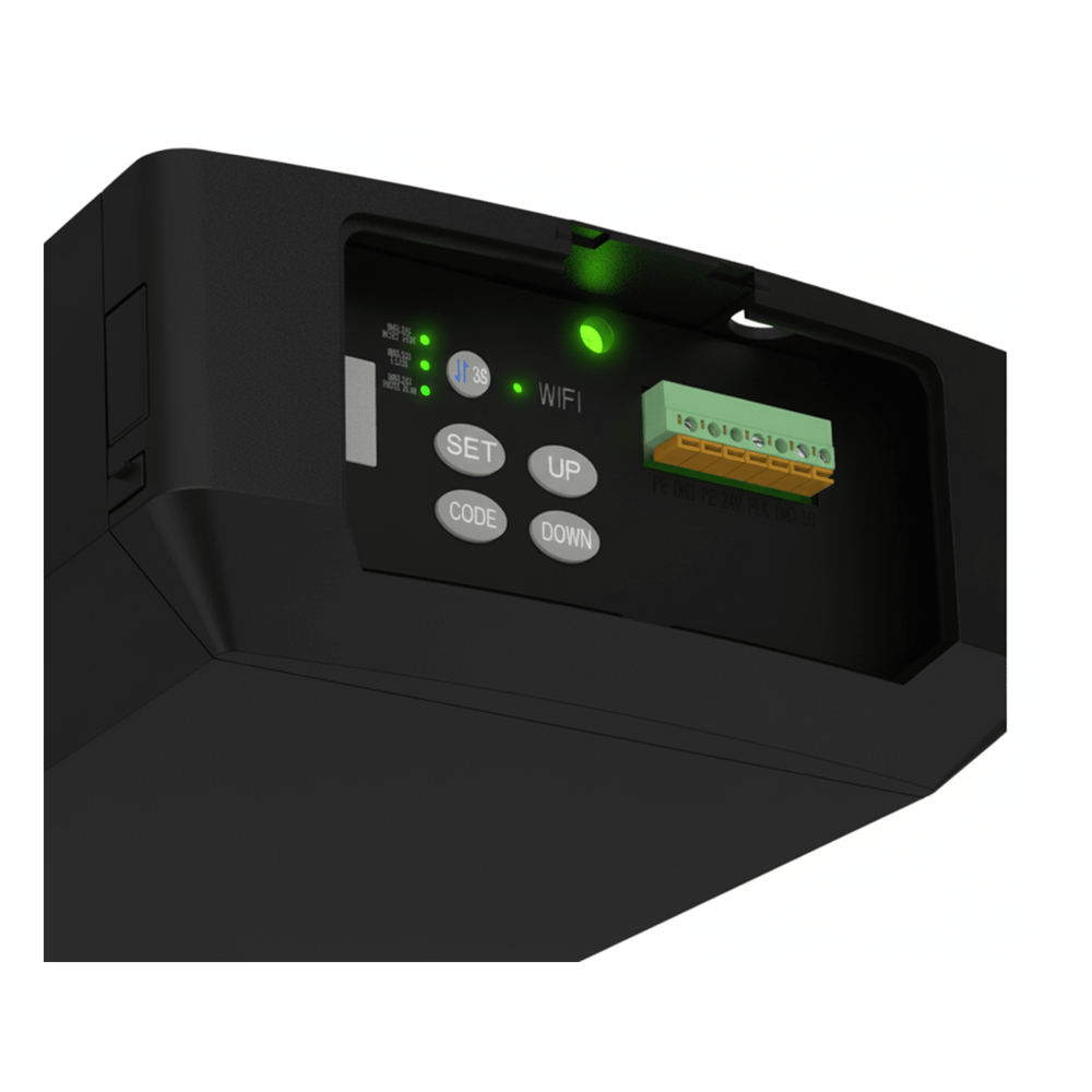 Motor P/ Puertas Garage / 1/2HP / Silencioso  / WIFI / Incluye Riel 3 Mts tipo C / Compatible con Riel tipo T / 2 Controles Inalámbricos Visera / 1 Control Inalámbrico Pared.