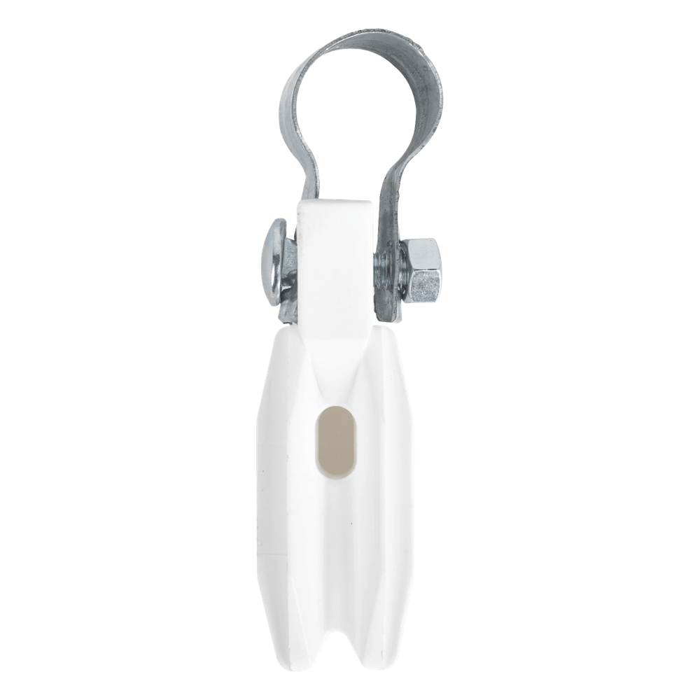 Aislador de Paso o Esquina Blanco con Abrazadera / 33-38 mm / Resina Virgen 100% / Anti-Arqueo / Tubería de Malla Ciclónica