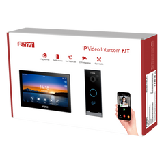 Kit Videoportero IP / Estación Interior i504W + Frente de Calle i60 / Pantalla Táctil 7" HD / Videollamadas H.264/H.265 / Wi-Fi Dual Band / PoE / App Fanvil Link / ONVIF / 10,000 Tarjetas RFID