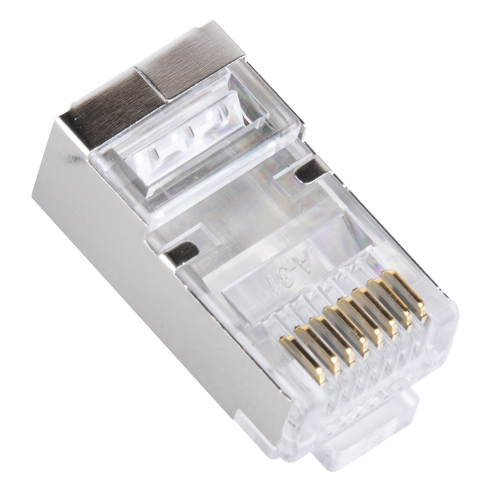 Bote con 100 Plugs Pass Through RJ45 Cat6 Blindado Chapado de Oro a 30 Micras para Durabilidad Extrema