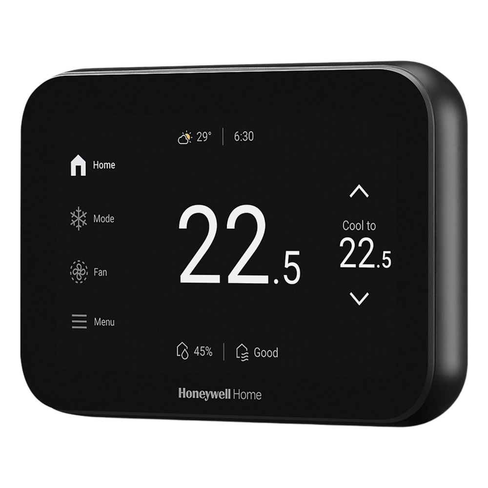Termostato inteligente con pantalla táctil de 5 pulgadas, control de calidad de aire (IAQ), hasta 4H/2C bomba de calor, Wi-Fi, Bluetooth y Matter, color negro