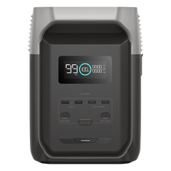 Estación de Energía Portátil Delta 3 1536Wh Litio LFP / 6 AC 1800 W (Max. 3600W) / 2 USB-C 100W / Capacidad para Aumentar Respaldo / Cargador de Coche 10A a 12.6V / Conectividad WiFi y Bluetooth (App) / Carga Solar 500W Max.