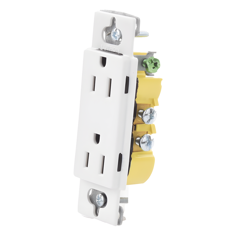 Tomacorriente dúplex 15 A 125 V de la línea Claro y Satin Colors en color Snow, para caja de pared estándar, placa se vende por separado