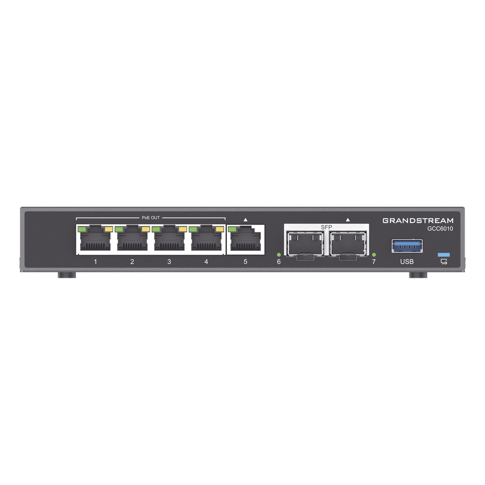 4 en 1: Firewall Nueva Generación, Router, IP PBX (24 usuarios / 8 llamadas), Switch Gigabit de 5 Puertos (4 PoE) y 2 Puertos SFP 2.5 Gigabit / Todos los puertos son configurables WAN/LAN, máximo 3 x WAN