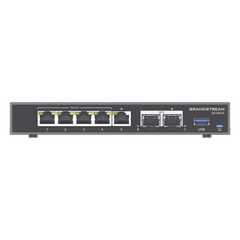 4 en 1: Firewall Nueva Generación, Router, IP PBX (24 usuarios / 8 llamadas), Switch Gigabit de 5 Puertos (4 PoE) y 2 Puertos SFP 2.5 Gigabit / Todos los puertos son configurables WAN/LAN, máximo 3 x WAN
