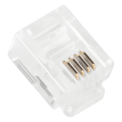 Bote con 100 Piezas de Plug Modular Tipo RJ11 de 4 Contactos Chapado de Oro a 50 Micras
