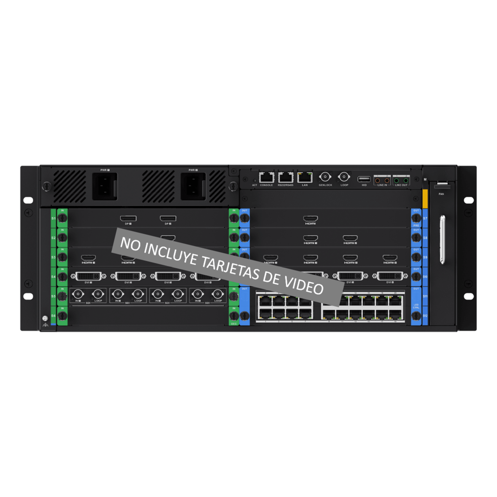 Chassis Controlador de Video Wall / 12 Slots / 4U Rack / 4K Ultra HD / Hot-Swappable / Touch LCD 7" / Genlock Sync / 8 Videowalls / 128 Escenas